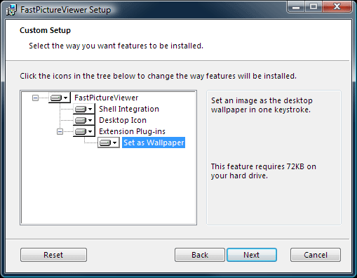 FastPictureViewer Setup - Custom Setup