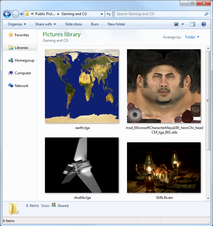 Screenshot: Computer graphics industry formats such as EXR, DDS, TGA and more