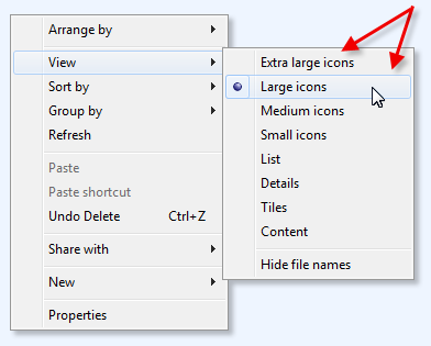 Windows 7 and Vista Explorer Views Context Menu